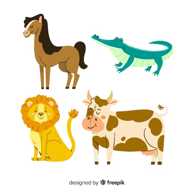 Pack de diferentes animales lindos ilustrados