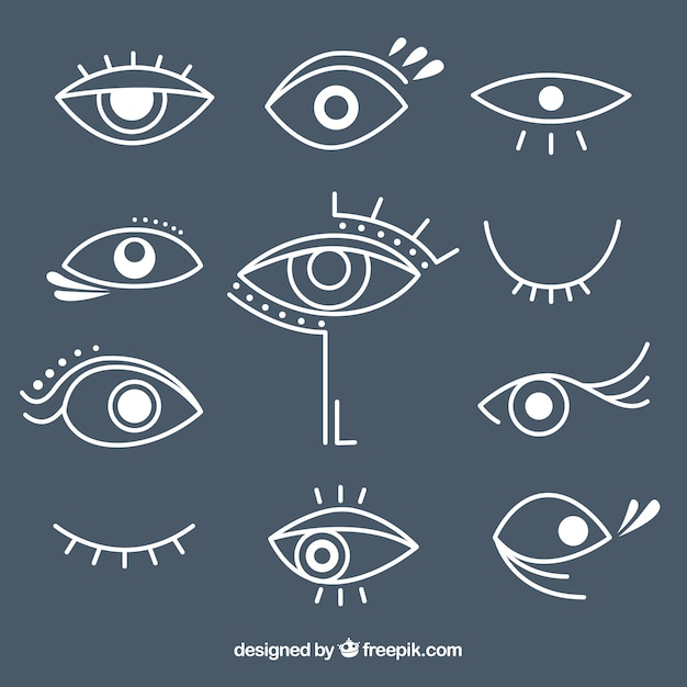 Pack de diferentes ojos dibujados a mano