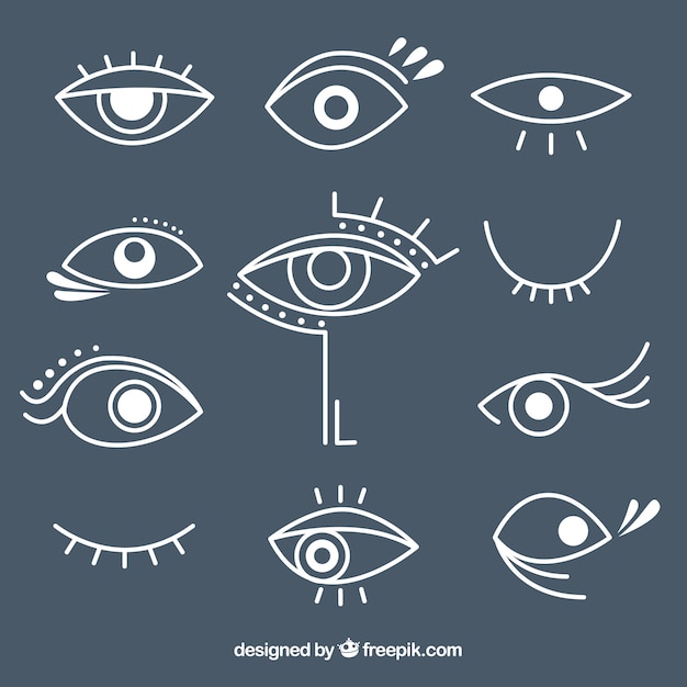 Vector pack de diferentes ojos dibujados a mano