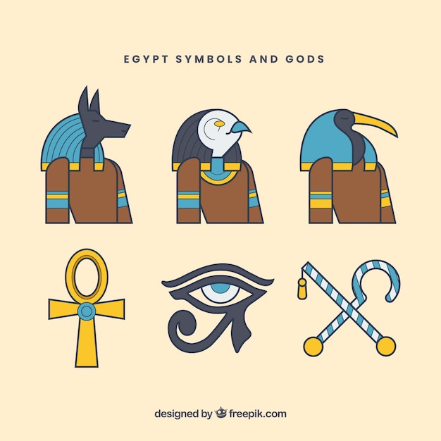Vector pack de dioses y símbolos egiptos