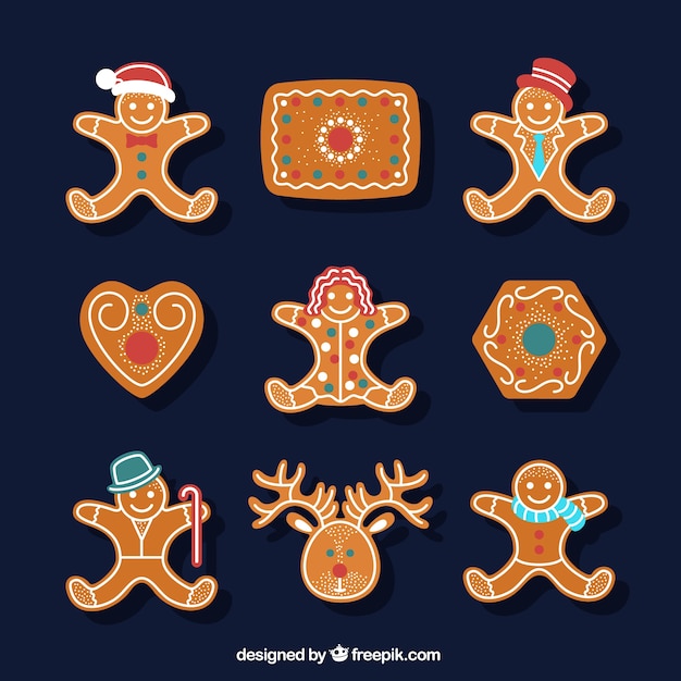 Vector pack de divertidas galletas de navidad