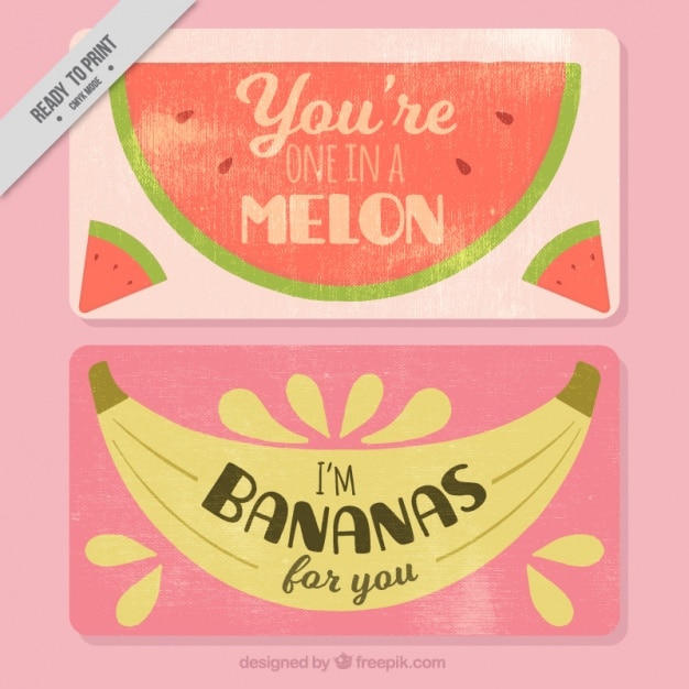 Vector pack de dos tarjetas vintage con frutas