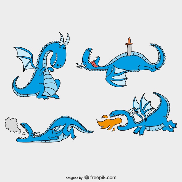 Vector pack de dragones de cuentos de hadas