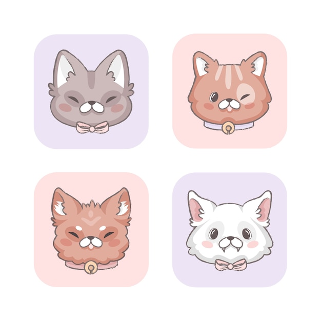 Vector pack de elementos de avatares de animales