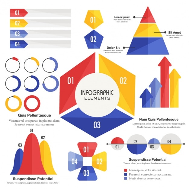 Vector pack de elementos geométricos coloridos para infografías