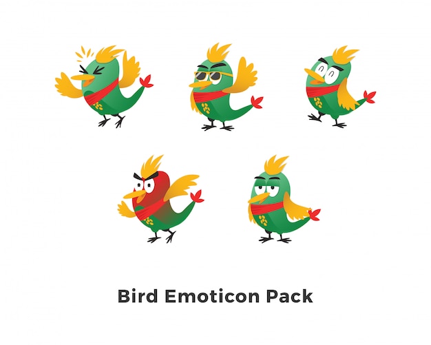 Pack de emoticones de pájaro verde