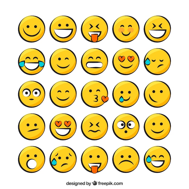 Vector pack de emoticos amarillos