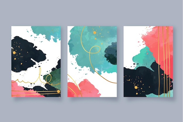 Vector pack de fundas de formas abstractas de acuarela