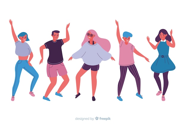 Pack gente bailando dibujada a mano