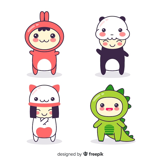 Vector pack gente kawai dibujada a mano