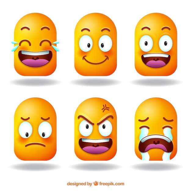 Vector pack geométrico de emoticonos fantásticos