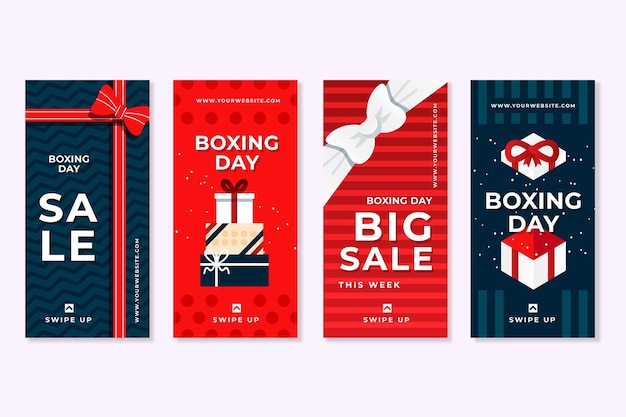 Pack de historias de redes sociales de venta de boxing day