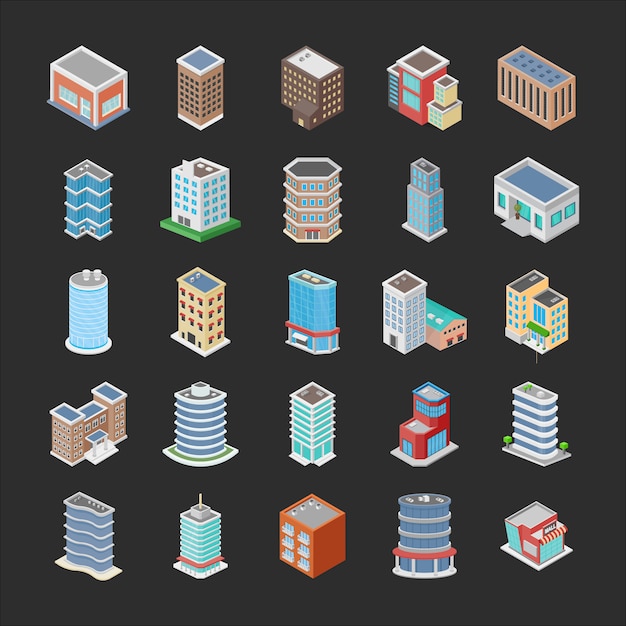 Pack de iconos de diferentes edificios