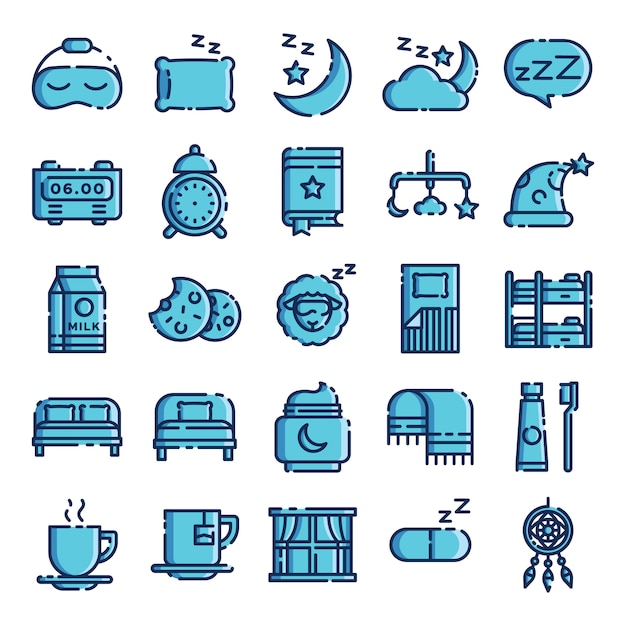 Pack de iconos para dormir. colección de símbolos aislados para dormir. elemento de iconos gráficos