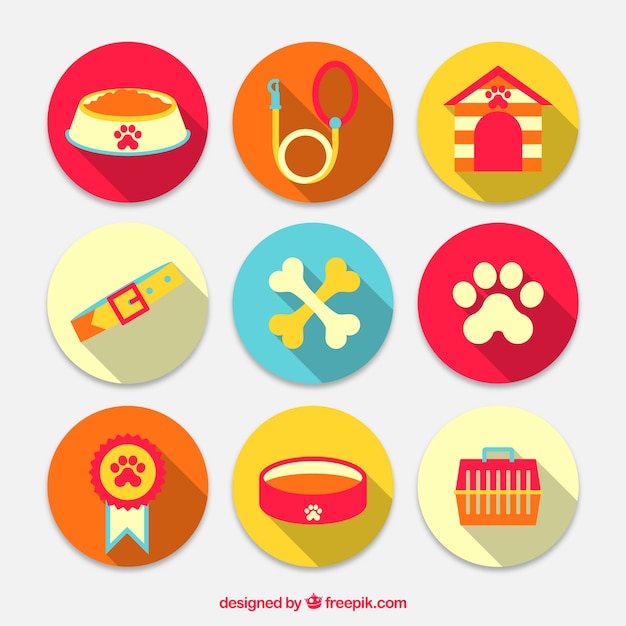 Vector pack de iconos de elementos de mascotas