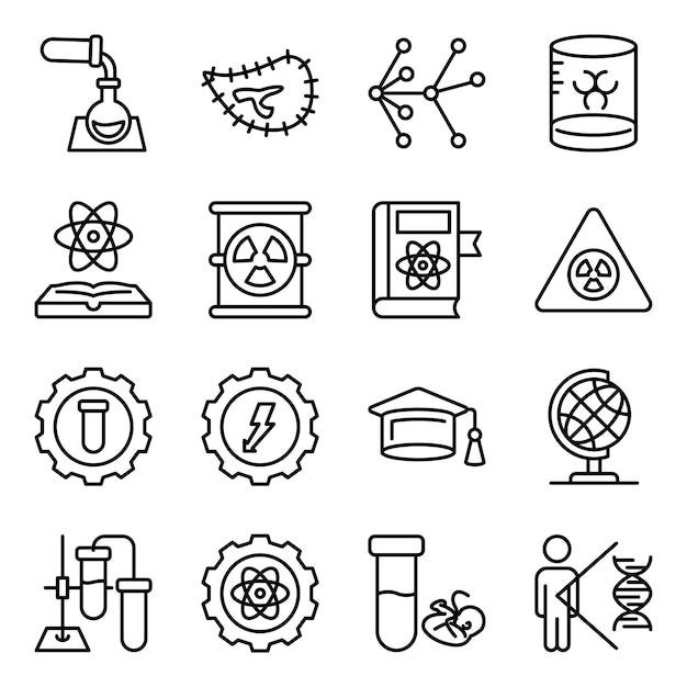 Pack de iconos de línea de ciencia y experimentos
