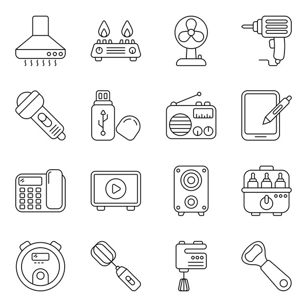 Vector pack de iconos de línea de dispositivos