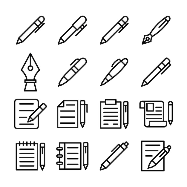 Vector pack de iconos de línea de papelería