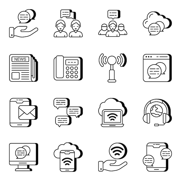 Pack de iconos lineales de comunicación