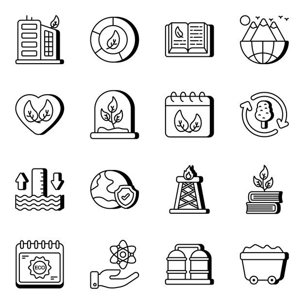 Pack de iconos lineales de naturaleza y agricultura
