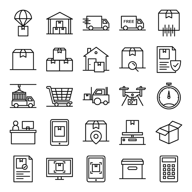 Vector pack de iconos logísticos