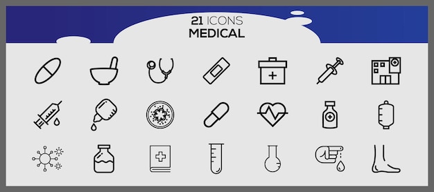 Vector pack de iconos médicos conjunto de iconos de salud pack de iconas médicas