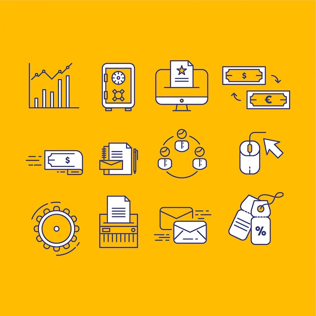 Vector pack de iconos modernos de businees