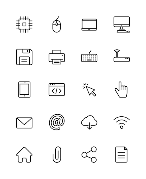 Pack de iconos de ordenador en formato vectorial