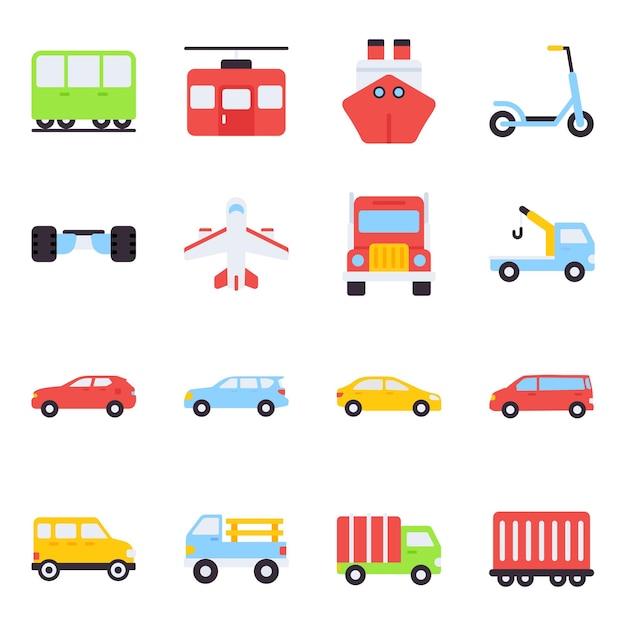 Pack de iconos planos de automóviles