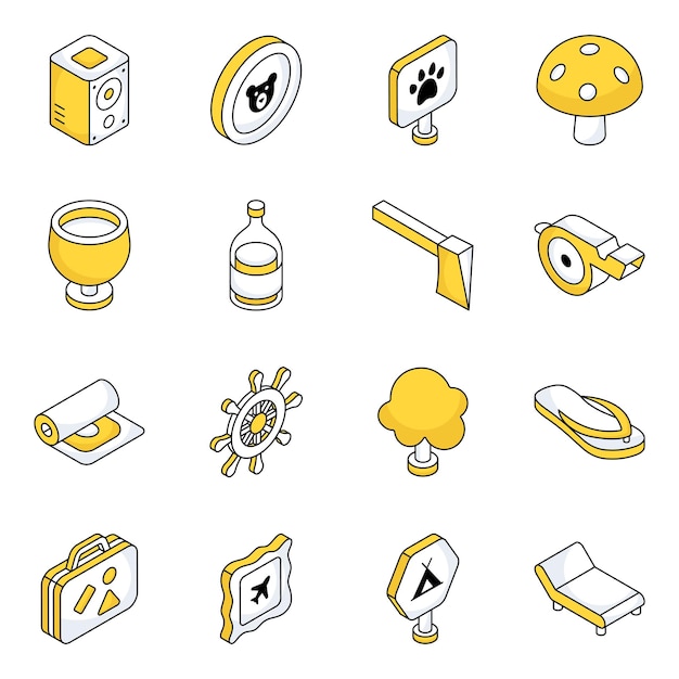 Pack de iconos planos de aventuras