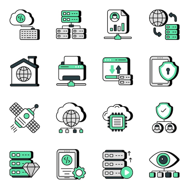 Pack de iconos planos de Big Data