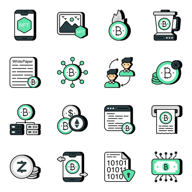 Pack de iconos planos de Bitcoin y criptomonedas