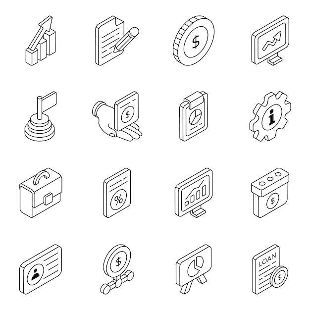 Pack de iconos planos de datos