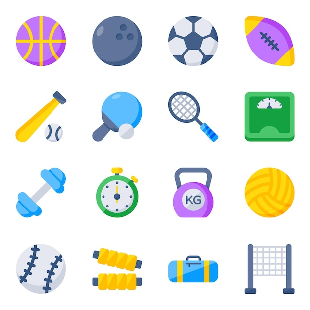 Pack de iconos planos deportivos