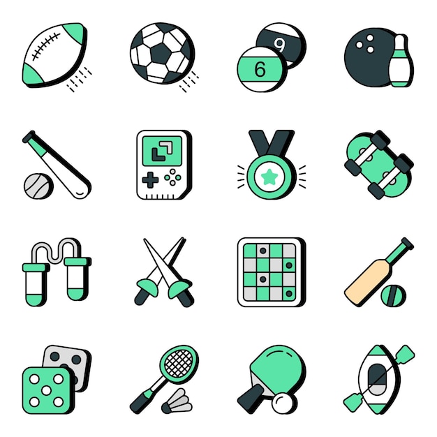 Pack de iconos planos deportivos