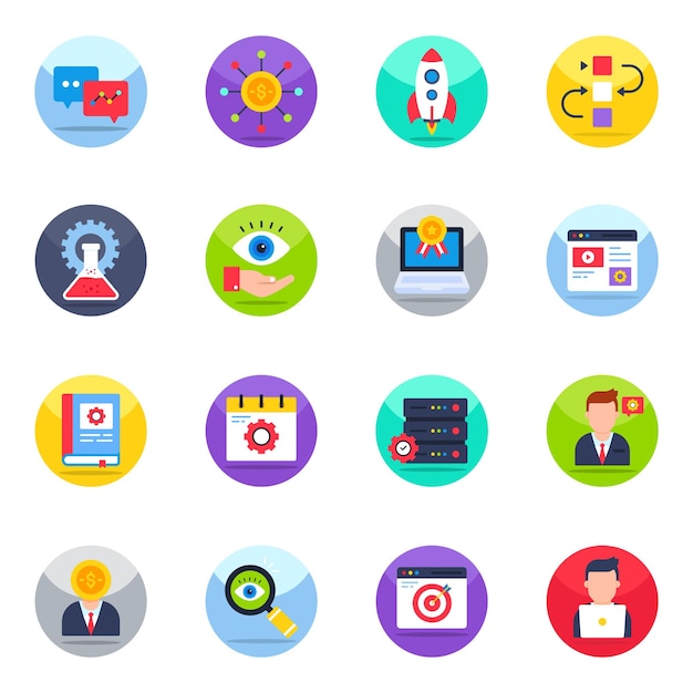 Pack de iconos planos de gestión financiera