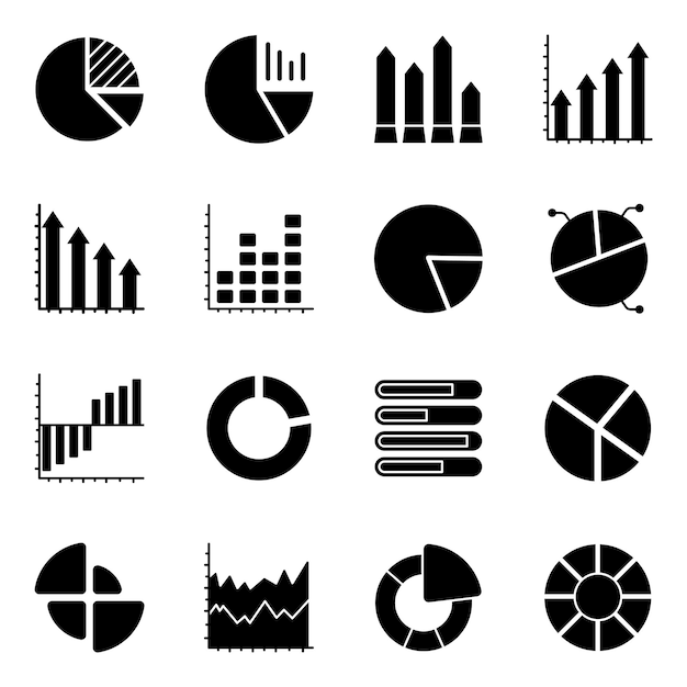 Vector pack de iconos planos de gráficos