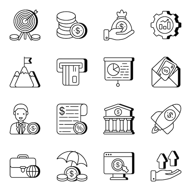 Pack de iconos planos de inversión