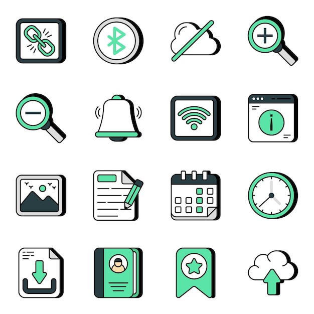 Pack de iconos planos de medios