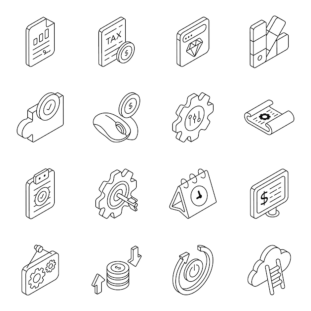 Pack de iconos planos de negocios y finanzas