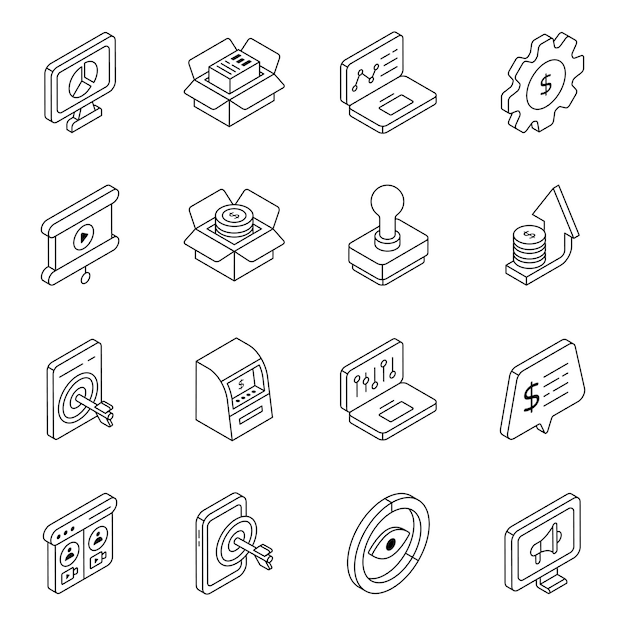 Pack de iconos planos de negocios