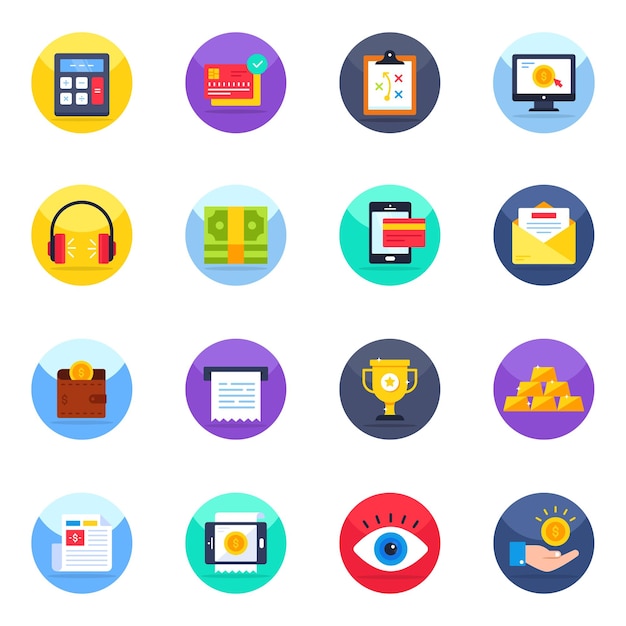 Pack de iconos planos de negocios