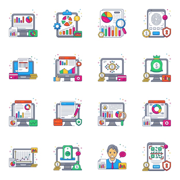 Pack de iconos planos de negocios