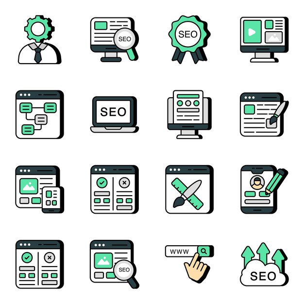 Pack de iconos planos Seo y Web