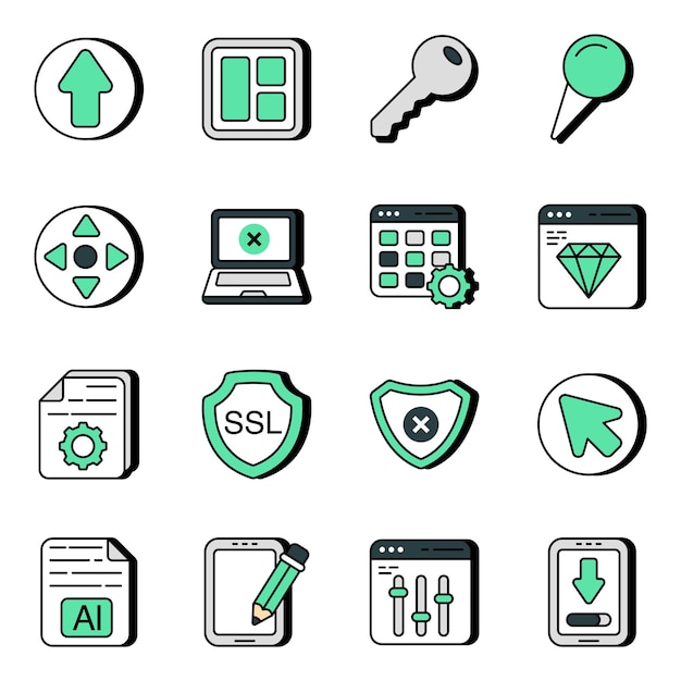 Pack de iconos planos Ui y Ux