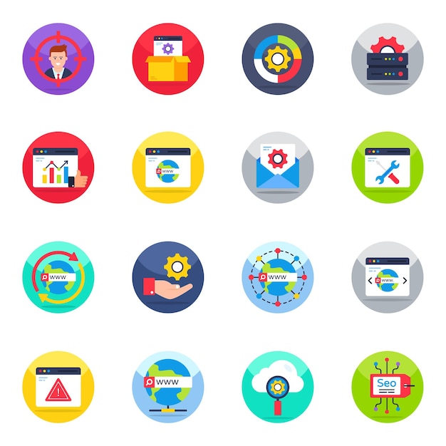 Pack de iconos planos web y de gestión