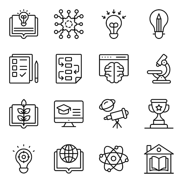Pack de iconos sólidos de estudio
