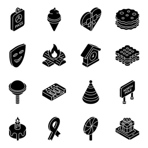 Pack de iconos sólidos del festival de Navidad