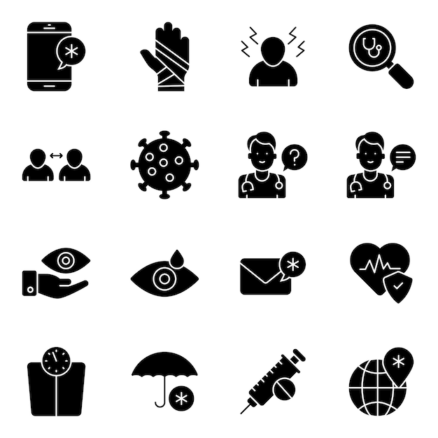 Pack de iconos sólidos médicos y de odontología