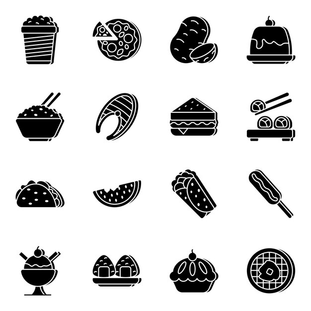 Pack de iconos sólidos de verduras